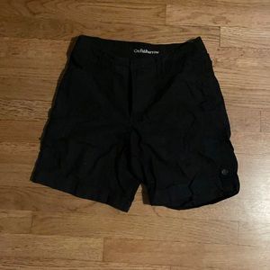 Black rolled cuff cargo shorts